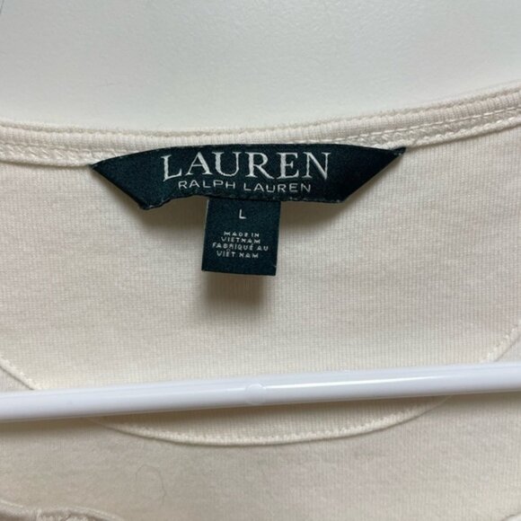 Ralph Lauren Sz Large Ivory Lace-Up Long Sleeve Top Nautical Western Preppy - Picture 5 of 7